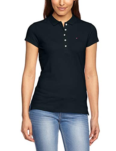 Tommy Hilfiger Heritage Short Sleeve Slim Polo Kurzarm Poloshirts Damen, Blau (Midnight), XL
