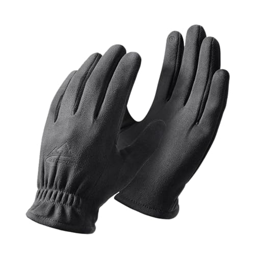 MaNMaNing Men‘s Touchscreen Gloves Faux Suede Winter Thermal Fleece Lined Phone Biker Driving Gloves For Men (Grey, XL)