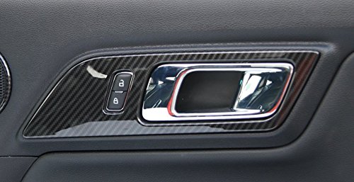 Carbon Fiber Interior Decoration Decal Frame Cover Trim Sticker Abs For Ford Mustang 2015-Up Lhd (Door Handle Cover) #TOP4