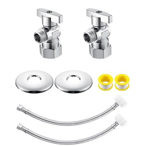 2 Pack Toilet Valve Replacement Kit with Water Supply Line Shut Off Valve
