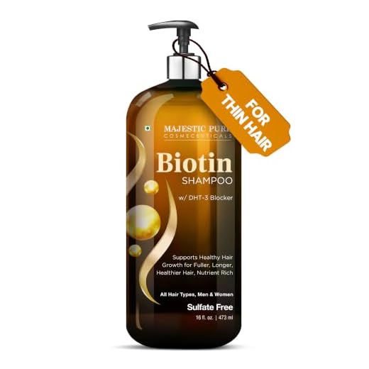 Majestic Pure Biotin Shampoo for Hair Growth - Volumizing Shampoo for Hair Loss - with DHT-3 Blocker - Hydrating & Nourishing - Sulfate Free, for Men & Women - Thin Hair Shampoo - 16 fl oz