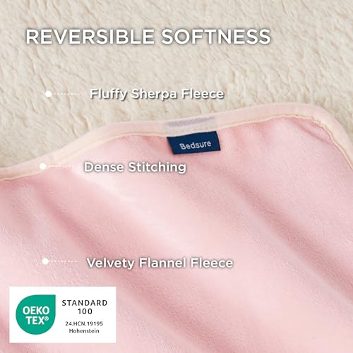 Image of Bedsure Waterproof Dog Blankets for Extra Large Dogs - XL Cat Blanket Washable for Couch Protection, Sherpa Fleece Puppy Blanket, Soft Plush Reversible Throw Furniture Protector, 50 inchx60 inch, Pink