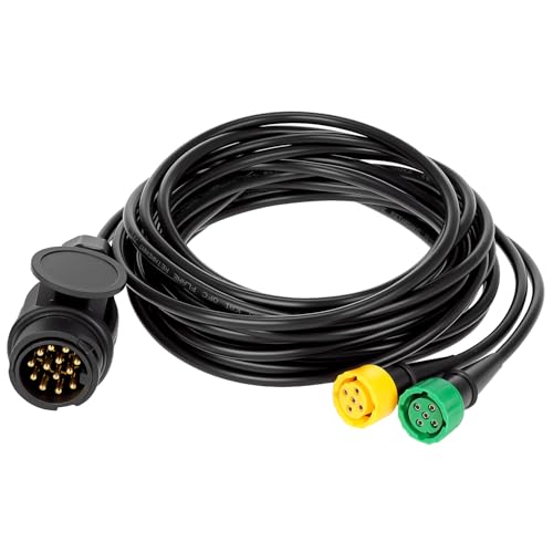 QWORK® 5 Meter Kabelsatz für Anhänger, 13-polig Stecker auf 2X 5-polig Stecker, für Anhängerbeleuchtung Rückleuchten