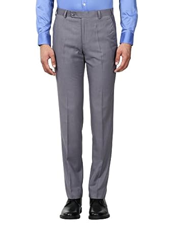 Buy Park Avenue Solid Business Terry Rayon Grey Super Slim Fit Trouser ...