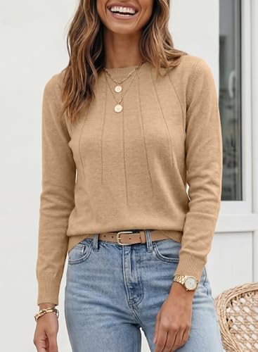 Image of SHEWIN Womens Sweaters 2026 Casual Crewneck Long Sleeve Lightweight Knit Pullover Sweater Tops Fall Clothes