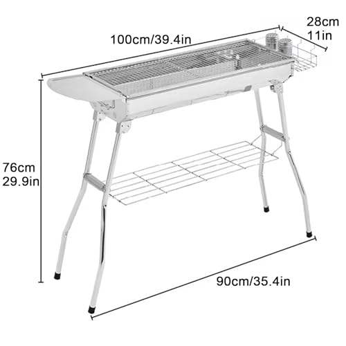 Barbecue portatile a carbonella in acciaio inox per campeggio, picnic, feste, facile da pulire, design a forma di cactus, ideale per gli appassionati di barbecue all'aperto