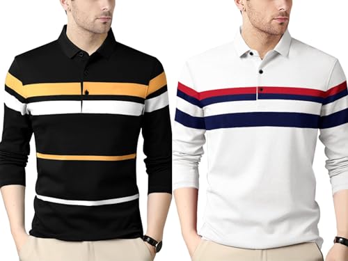 Image of Noble Monk Men's Polycotton Regular Fit Full Sleeves Polo T-Shirt