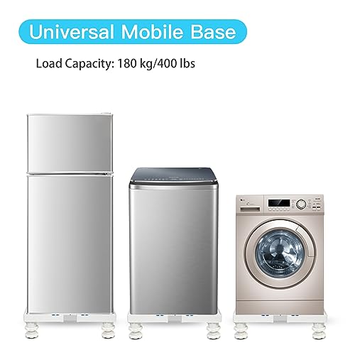 Image of Nefish Mini Fridge Stand Adjustable Refrigerator Stand with 4 Strong Feet Universal Appliance Stand Base Heavy Duty Washer and Dryer Stand Laundry Pedestal Multi-Functional Base (White)