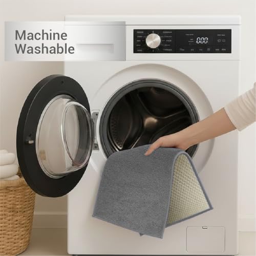 Image of Welspun Premium Bath Mats Large for Hall, Bedroom & Living Room | Solid Design | Anti Skid | More Absorbent | Soft Feel | Machine Tufted | (2 x 3 ft, Light Grey)