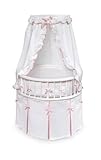Elegance Round Wooden Baby Bassinet with Bedding, Canopy, and Storage