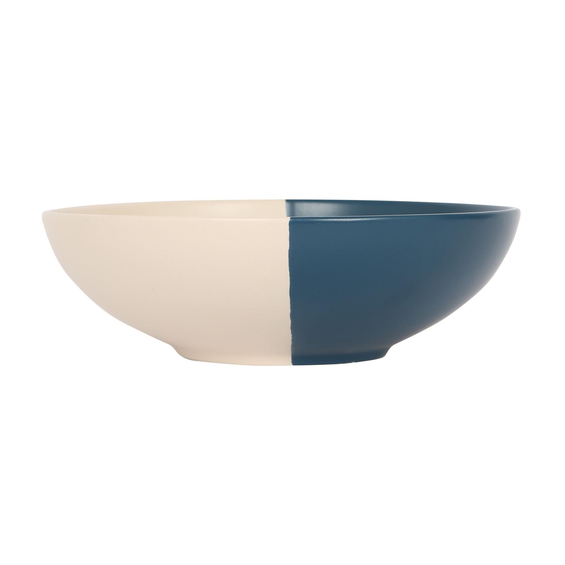 Nicola Spring Stoneware Pasta Bowl - 20.5cm - Navy - Pack of 1 - Ceramic Two Tone Noodle Bowls Tableware Dishwasher & Microwave Safe Crockery for Dessert, Pasta, Soup, Cereal, Rice