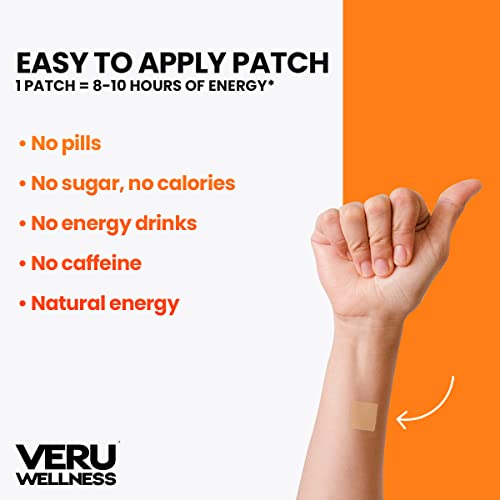 Veru Wellness Energy Patches - Instant Improved Energy And Focus With Vitamin B12, C, B6, Iron, Guarana And Garcinia Cambogia - 1 Month Supply #TOP2