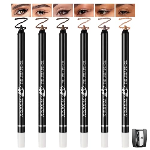 Set de 6 delineadores gel mate y metálico, tonos marrón y negro