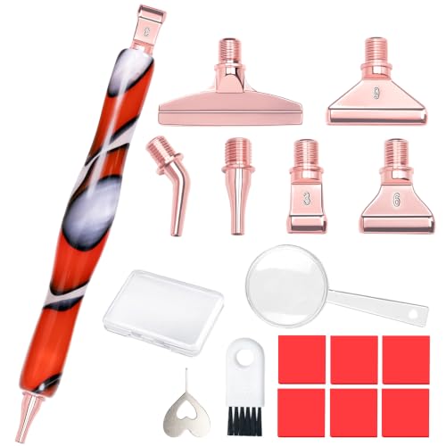 Image of Praise V Do Diamond Painting Art Drill Bead Dot Pick Pen Kit with Screw Stainless Steel Rose Metal Tip Nib Placer Roller Tool Accessories Ergonomic Stylus for 7D Diamond Paint Nail Art Red