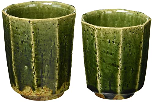 ??(Kyouyaki) Kyo-Ware Shimizu Ware UOM882 Kino Kiln Teacup Set Teacup Oribe Chamfer