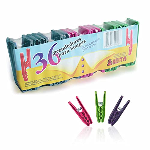 Prendedor plastico 36 pecas Keita