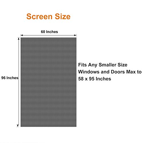 Magzo Pet Proof Window Screen Replacement, 60" W X 96" L X 1/32" T Best Vinyl Coated Polyester (Greater Than Fiberglass And Polyester) Heavy Duty, Pet Dog Cat Resistant Screen Roll For Porch (Black) #TOP2