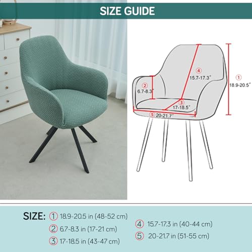 Image of HOKIPO Premium Jacquard Fully Covered Cover for Swivel Dining Chair with Arms, Pack of 2, Green (AR-5356-GR*2)