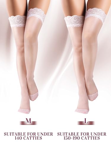 Image of Bencailor 4 /6 /12 Pairs Fishnet Thigh High Stocking for Women Silicone Lace Top Sheer Over Knee Stockings