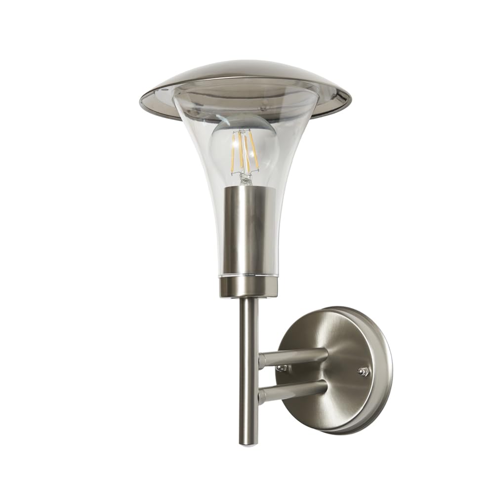 Litecraft Stainless Steel Emlo Wall Light Outdoor Fluted Ip44 Rated Garden Lantern