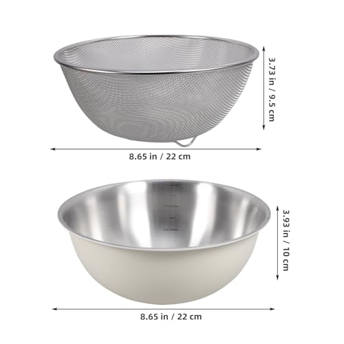Set de colador y bowl de acero inoxidable con tapa de madera miniatura 5