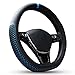 D Cut Steering Wheel Cover - Black Blue Stars Microfiber Leather Flat Bottom D Shaped for Women Men Universal 15 inch Breathable Massage Better Grip 109D Blue