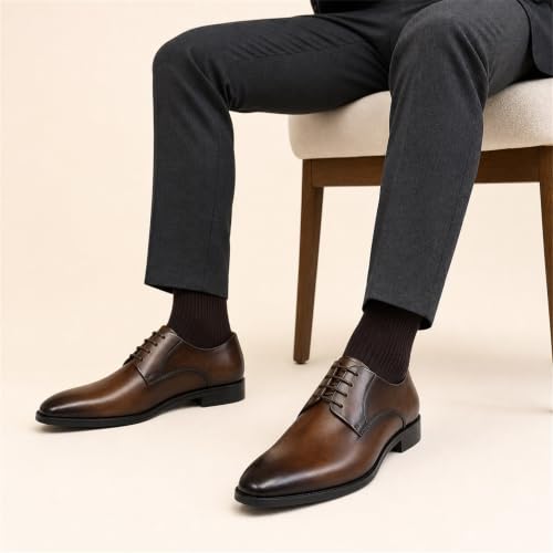 Image of GIFENNSE Men's Dress Shoes Oxford Lace-Up Leather Formal