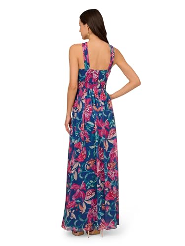 Image of Adrianna Papell Women's Printed Chiffon Halter Gown