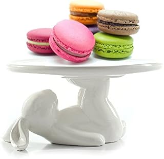 Bunny Rabbit Ceramic Plate,Dishes for Dessert Food Server Tray,Cute Cake Stand, Tableware Crafts Gift for Kitchenware Lovers,Wedding,Mother's Day Easter Day(1 Rabbit)