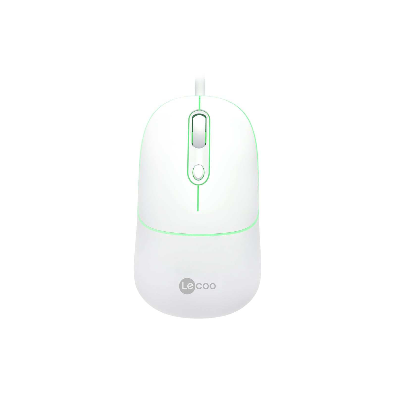 Lecoo MS110 USB Kablolu 2400DPI 4 Tuşlu RGB Sessiz Click Optik Mouse - PC, Mac, Dizüstü Bilgisayar ile Uyumlu, Tak Çalıştır Kolay Bağlantı, Sağ ve Sol Elle Kullanıma Uygun, Kompakt Mouse Beyaz