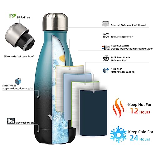 Image of Konokyo Insulated Water Bottles,12 oz Double Wall Stainless Steel Vacumm Metal Flask for Sports Travel,Indigo Black