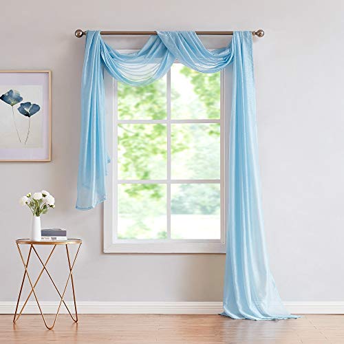 Warm Home Designs Extra Long 54" (Width) x 216" (Length) Sheer Baby Blue Window Scarf. All Premium Valance Scarves are Great for Any Window, Bed, Wall or Other DIY Project. K Baby Blue 216" - Thumbnail 3