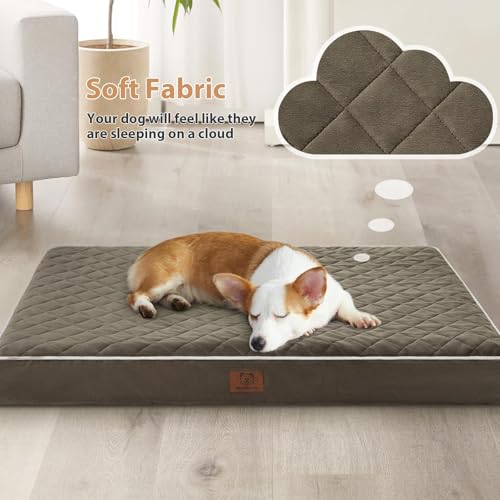 Image of WNPETHOME Orthopedic Giant Dog Beds Large Sized Dog, Waterproof Extra Large Dogs Bed with Removable Washable Cover, Multi-Needle Quilting Dogs Crate Bed