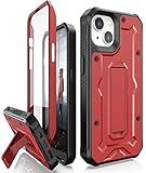 CaseBorne ArmadilloTek V Compatible with iPhone 14 / iPhone 13 Case - [Up to 21 Feet Drop Proof] - Military Grade Full Body Heavy Duty with Built-in Screen Protector and Kickstand - Red