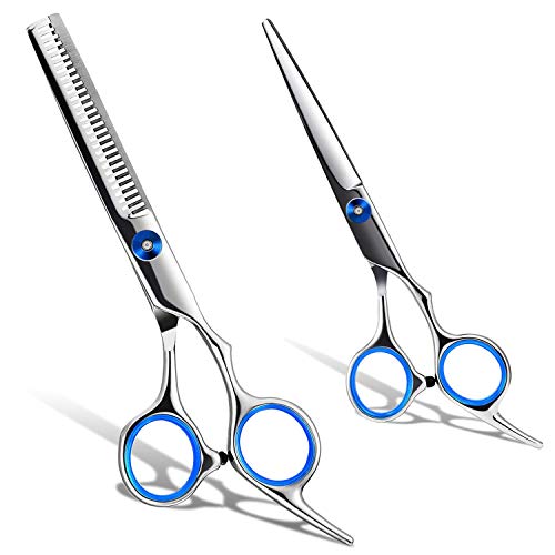 Professional Hair Cutting Scissors Set, Roysmart Haircutting Scissors Razor Edge Scissor Stainless Steel Thinning Teeth Shears Set for Home, Barber, Salon (6.5 inch)