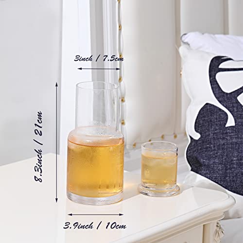 Conjunto de garrafas e vidros para cabeceira, use o copo como tampa de garrafa de água noturna para