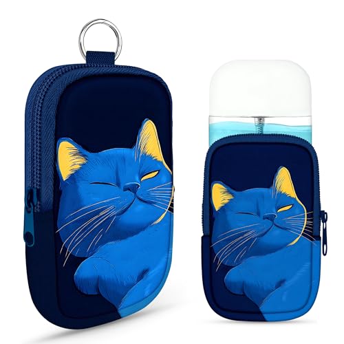 Image of Hand Sanitizer Spray Case, Portable Hand Sanitizer Holder, Mini Pouch, Zippered Pouch Case for Hand Sanitizer, Fashion Accessory with Snap Hook Hand Sanitizers 1FL. OZ., Napping Cat