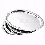 4-Pack 15.7' x 11.8' Large Silver Serving Trays for Party Set - Oval Floral Engraved Serving Platters, Wedding Birthday Mirror Tray for Christmas, Food, Appetizer, Charcuterie, Cookies, Desserts