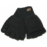 Kinco Convertible Knit Wool Gloves for Men - Alyeska Ragg Gloves 5110, Black - For Cold Weather, Ind