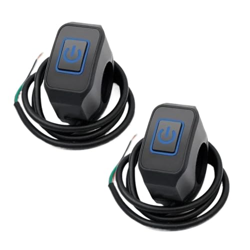 Interrupteur guidon moto avec bouton klaxon et témoin LED bleu x2