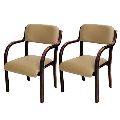 【法人専用】LOOKIT ダイニングチェア 2脚セット 完成品 介護椅子 スタッキング 肘掛け ベージュ×ブラウン