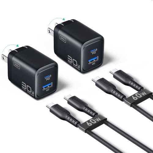 INIU for iPhone 17 16 Charger, 30W GaN Tech USB C Charger Fast Charging, 2-Pack Foldable USB C Charging Block with Cable for iPhone 17 16 Pro Max, MacBook Air 13 M4, Samsung S25 S24, iPad 11 Air by INIU - Used condition - CA$19.88