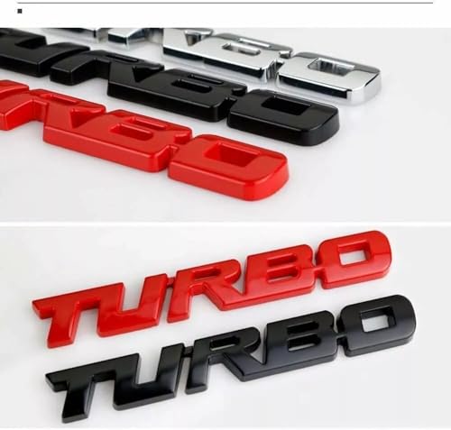 Image of 2Pcs Metal Turbo Rear Trunk Tailgate Emblem 3D Badge Sticker Decals (Black)