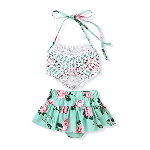 Infant Baby Girl Swimsuit lace Sling Bikini Halter Top Shorts Sets Swimwear Summer Beach Outfit Two Pieces Bathing Suits