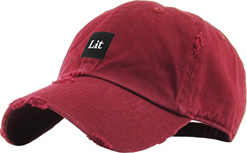 KBSV-071 BUR Lit Patch Vintage Distressed Dad Hat Baseball Cap Adjustable