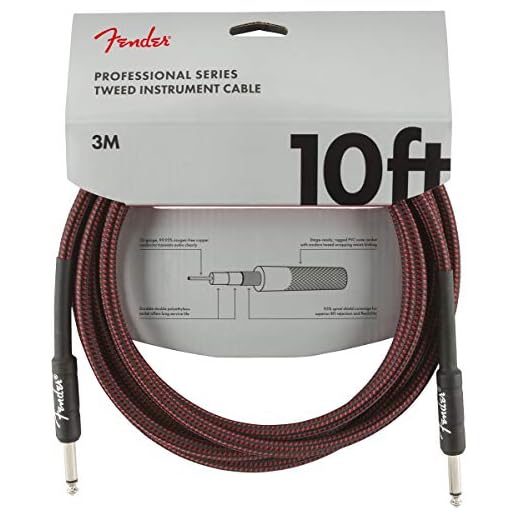 Fender Cable de Instrumentos de la Serie Professional, 3m, STR, STR - Tweed rojo, Diseño en espiral 22AWG, Confiables y Flexibles, Conectores Niquelados