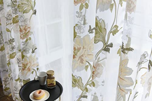 Cortinas para dormitorio con estampado moderno y alegre diseño floral translúcido 8