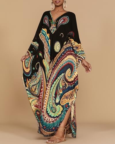 Image of Bsubseach Moo Moos for Women Batwing Sleeve Kaftan Dresses with Pockets