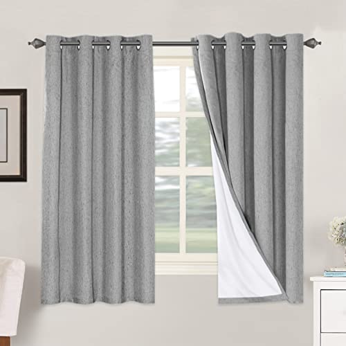 H.VERSAILTEX 100% Blackout Linen Curtains 63" L 2 Panels Dove Gray