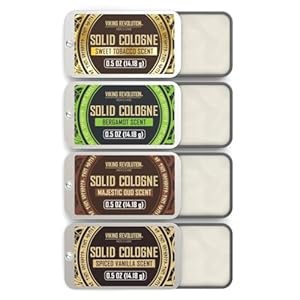 Viking Revolution 4 Pack Mens Colognes – 0.5 Oz Solid Perfume with Spiced Vanilla, Sweet Tobacco, Majestic Oud, Bergamot – Travel Wax Balm Cologne